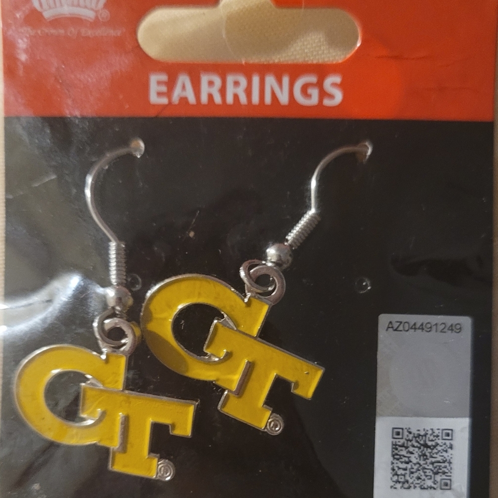 Georgia Tech gold dangle earrings